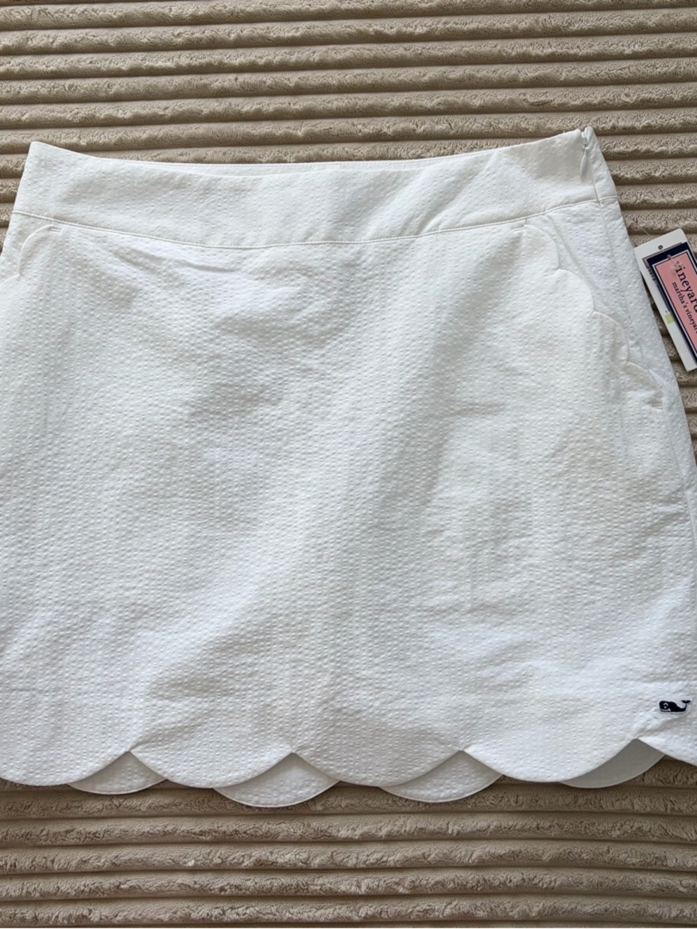 NWT Vineyard Vines White Seersucker Harbor Scalloped Skirt/Skort Size 4